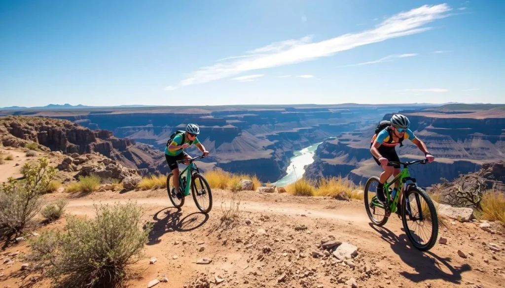 Mountain bikers on trails near Auger Falls in Twin Falls Idaho