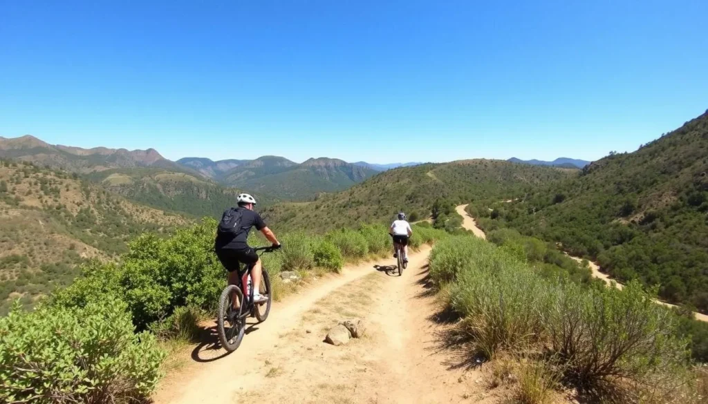 Mountain bikers riding on a trail in Malibu Creek State Park
