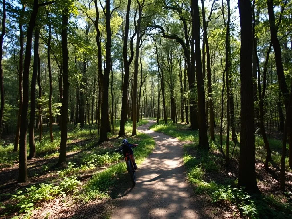 Mountain biking trail at San Felasco Hammock Preserve State Park in Alachua County Florida