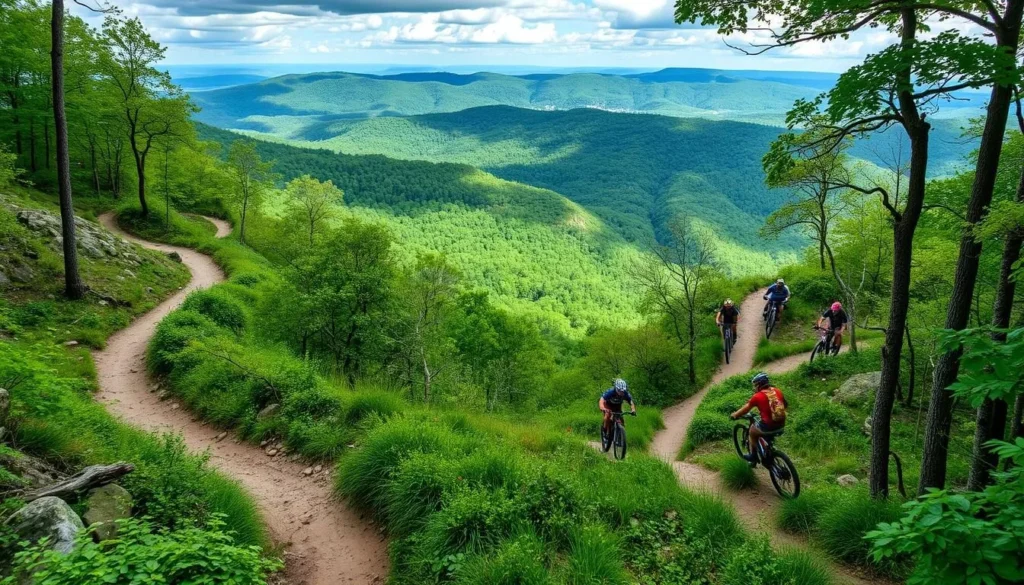 Mountain biking trails in Mark Twain National Forest, Missouri, with scenic Ozark terrain