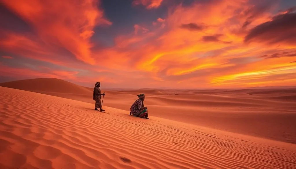 Namibe Desert landscape with the Mucubal people