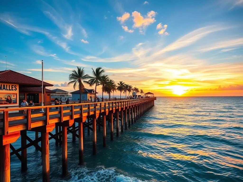 Naples Pier at sunset in Collier County Florida Naples Pier at sunset in Collier County Florida