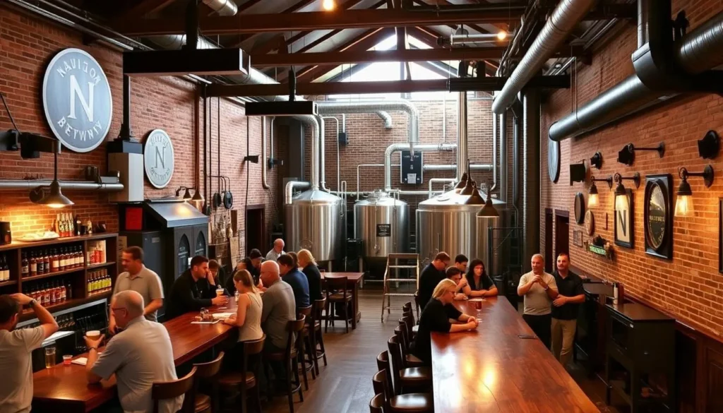 Navigation Brewing Company taproom with customers enjoying craft beers Navigation Brewing Company taproom with customers enjoying craft beers