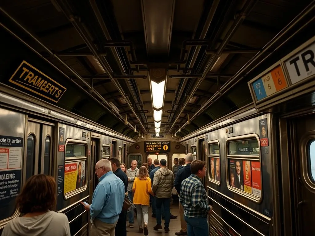 New York Transit Museum vintage subway car exhibit, showcasing Kings County New York transportation history