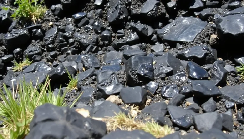 Obsidian flows at Glass Mountain near Medicine Lake, showing unique geological formations in Siskiyou County California Obsidian flows at Glass Mountain near Medicine Lake, showing unique geological formations in Siskiyou County California