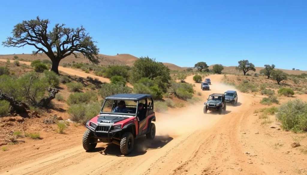 Off-road vehicles navigating trails at Hollister Hills State Vehicular Recreation Area Off-road vehicles navigating trails at Hollister Hills State Vehicular Recreation Area