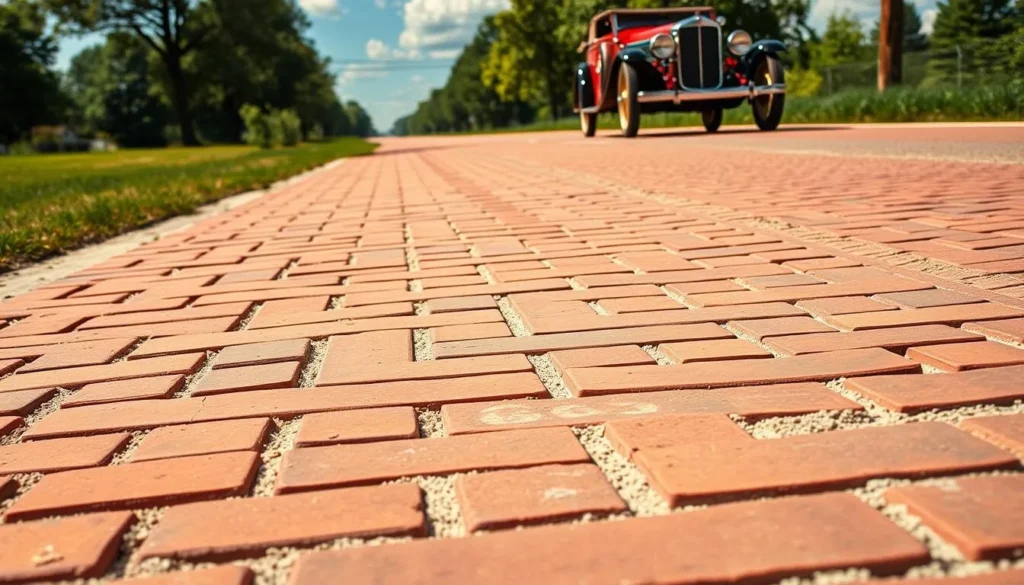 Original 1931 hand-laid brick section of Route 66 in Springfield, Illinois Original 1931 hand-laid brick section of Route 66 in Springfield, Illinois