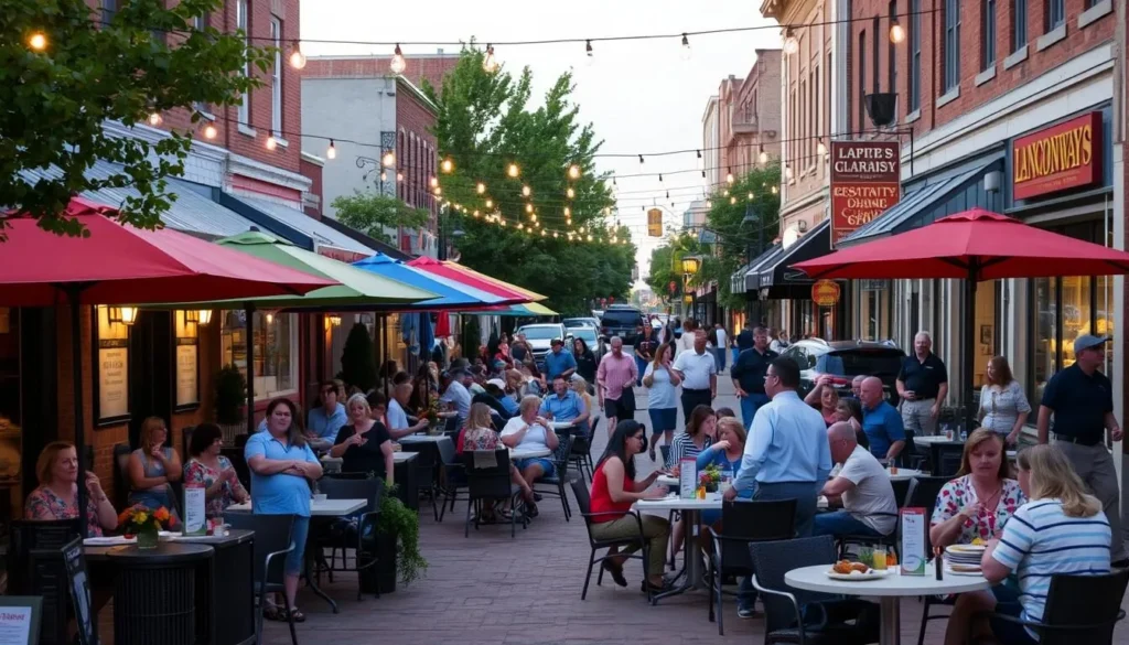 Outdoor dining at restaurants along Lincolnway in downtown Valparaiso Outdoor dining at restaurants along Lincolnway in downtown Valparaiso