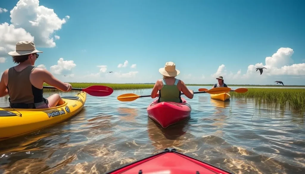 PAC Kayak Rentals with people kayaking in Pointe-aux-Chenes waterways PAC Kayak Rentals with people kayaking in Pointe-aux-Chenes waterways