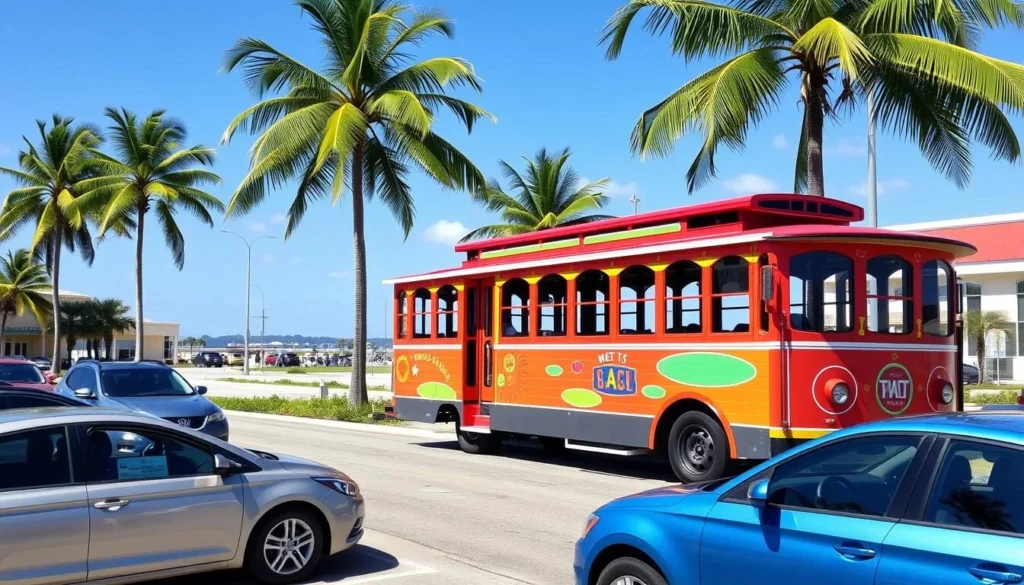 Palm Beach County transportation options showing rental cars and the West Palm Beach trolley