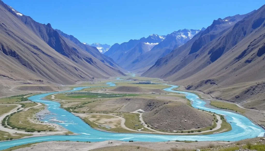 Panjshir Valley landscape with emerald rivers and towering mountains