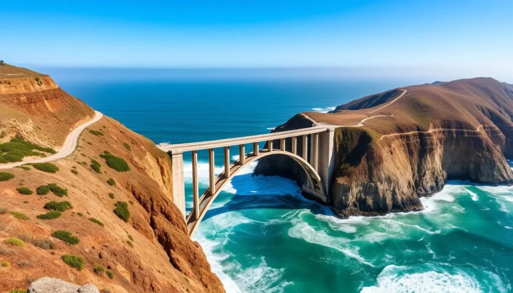 Panoramic view of Bixby Bridge from Hurricane Point