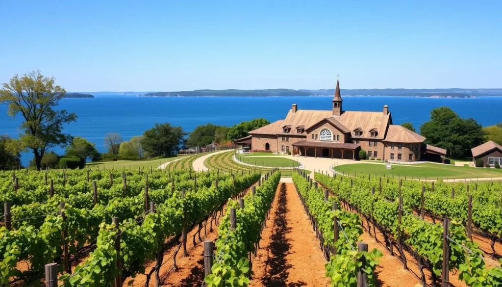 Panoramic view of Dr. Konstantin Frank Winery overlooking Keuka Lake, one of the oldest and most prestigious Finger Lakes wineries Panoramic view of Dr. Konstantin Frank Winery overlooking Keuka Lake, one of the oldest and most prestigious Finger Lakes wineries