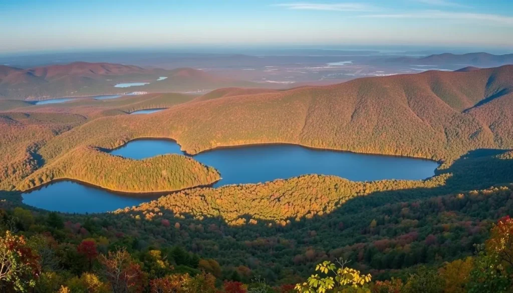 Panoramic view of Harriman State Park in Rockland County New York showing lakes and forests Panoramic view of Harriman State Park in Rockland County New York showing lakes and forests