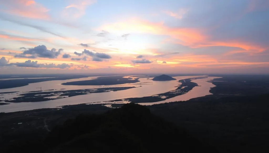 Panoramic view of Padma River from T-Dam viewpoint