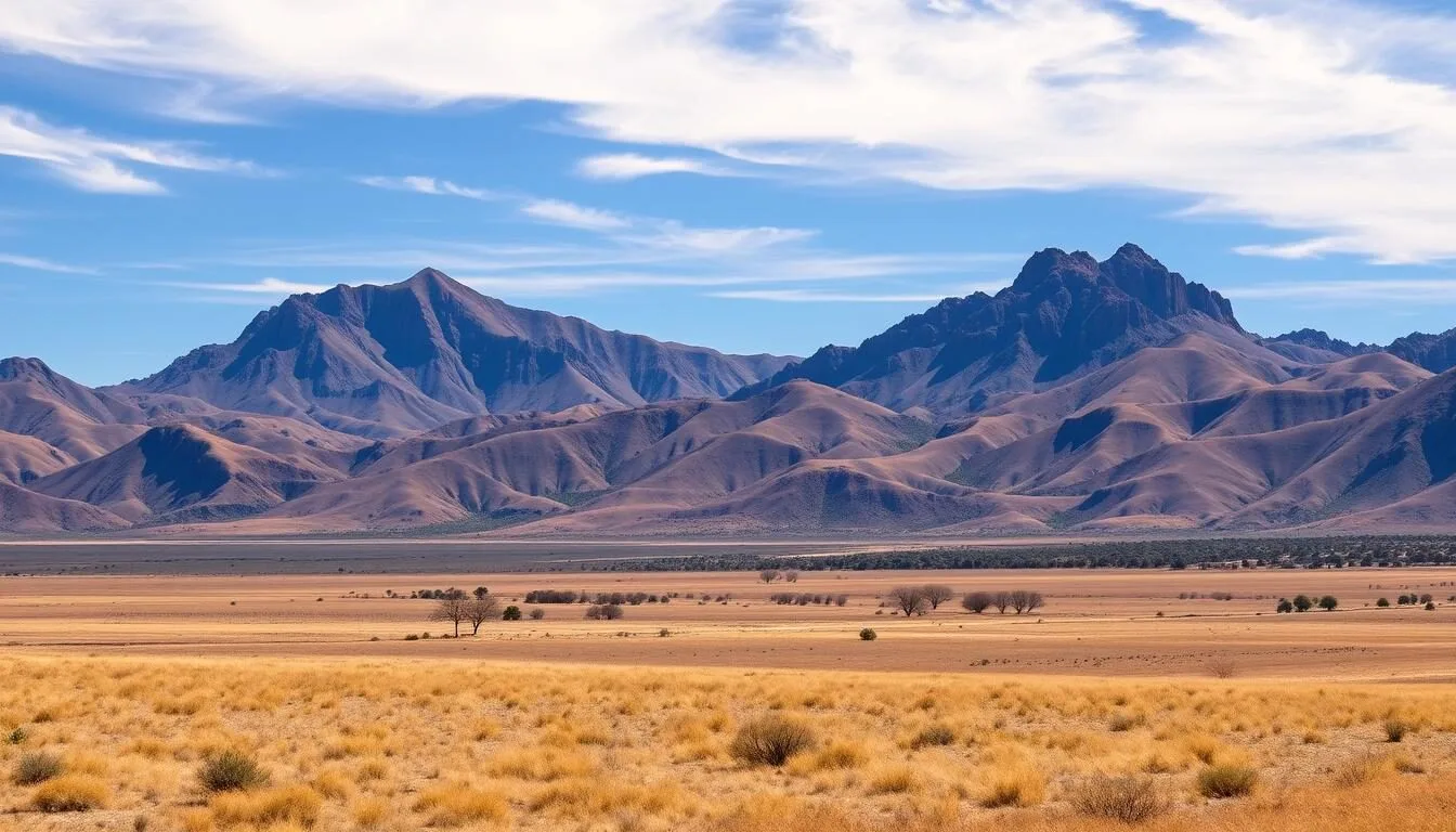 Panoramic view of Sutter Buttes rising from the Sacramento Valley in Yuba County, California