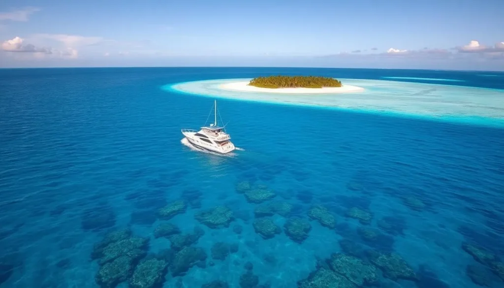 Passenger boat approaching Fakaofo atoll in Tokelau Passenger boat approaching Fakaofo atoll in Tokelau