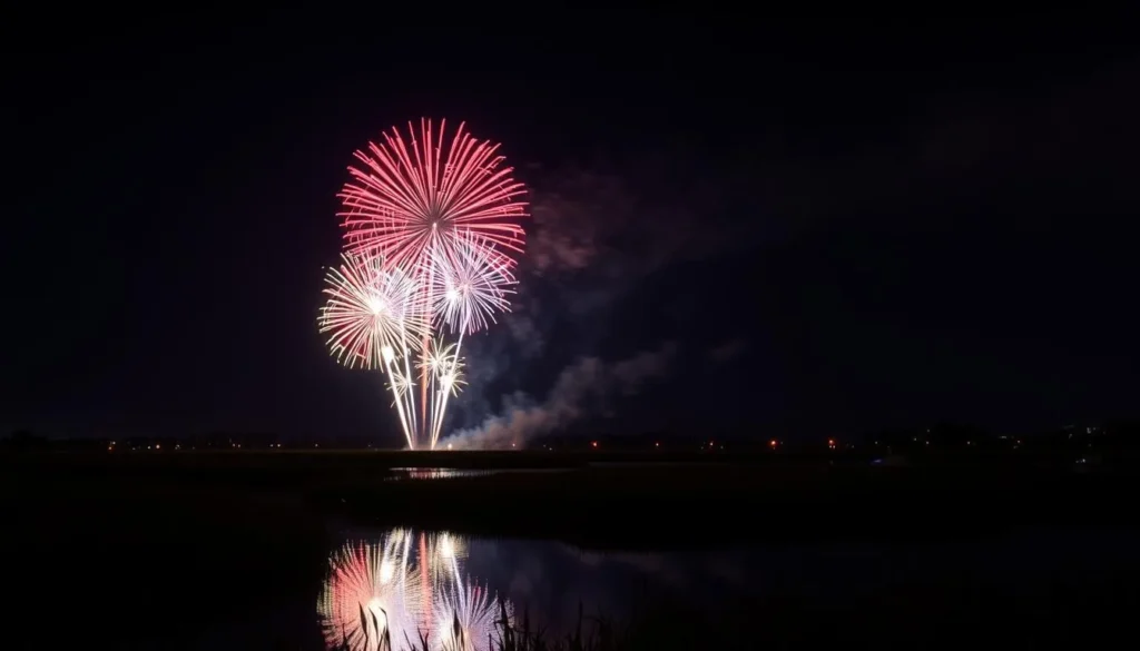 Pawleys Island Fourth of July fireworks over the marsh