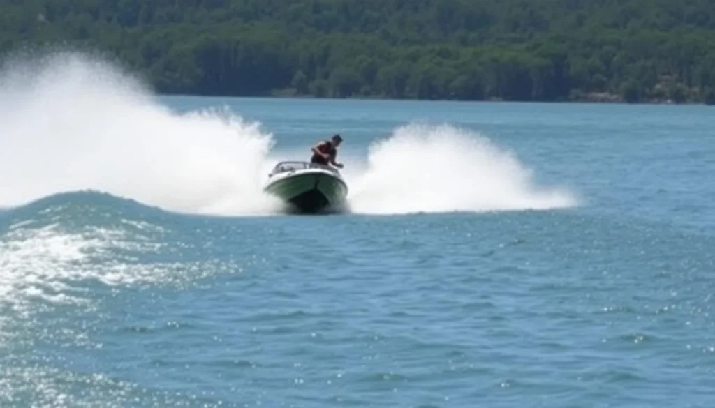People enjoying water skiing and wakeboarding on Norris Lake Tennessee People enjoying water skiing and wakeboarding on Norris Lake Tennessee