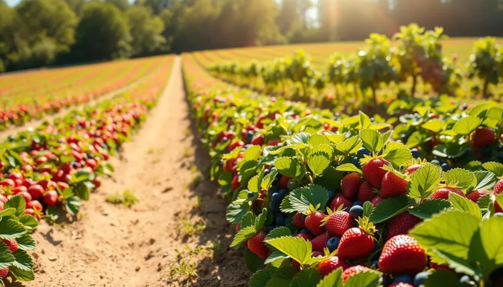 Picture yourself wandering through fields of ripe strawberries and blueberries.