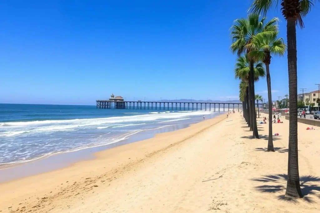 Pismo Beach pier and shoreline in San Luis Obispo County Pismo Beach pier and shoreline in San Luis Obispo County