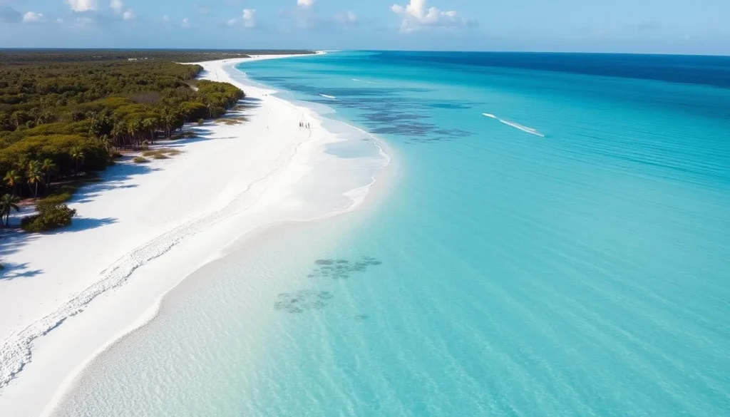 Pristine beach on Hutchinson Island with turquoise water and white sand Pristine beach on Hutchinson Island with turquoise water and white sand