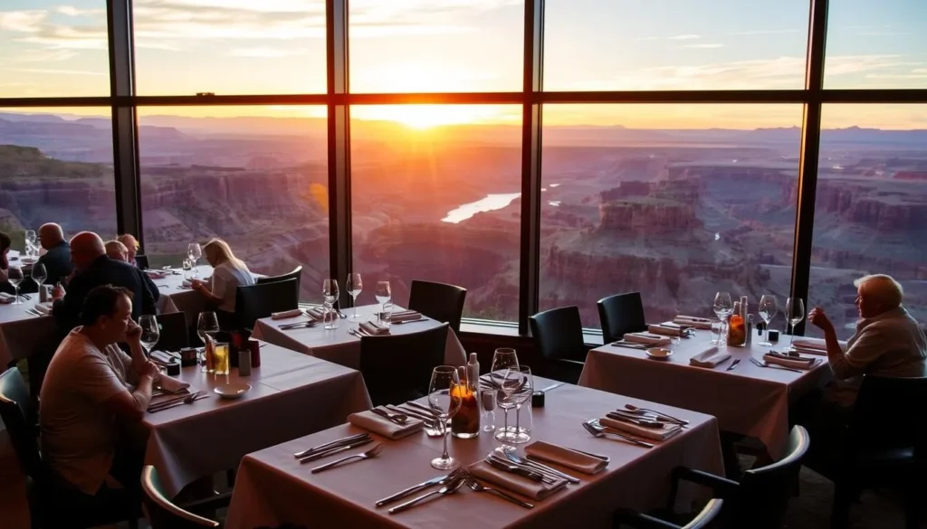 Restaurant with canyon views at sunset in Twin Falls Idaho