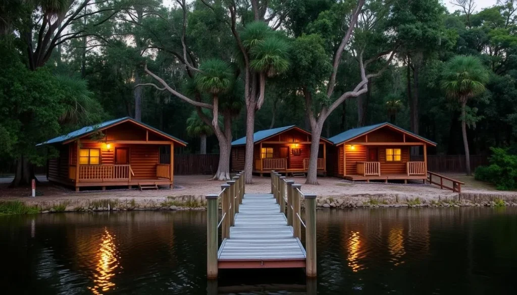 Riverside cabins at Ellie Ray's Resort on the Santa Fe River in Gilchrist County Riverside cabins at Ellie Ray's Resort on the Santa Fe River in Gilchrist County