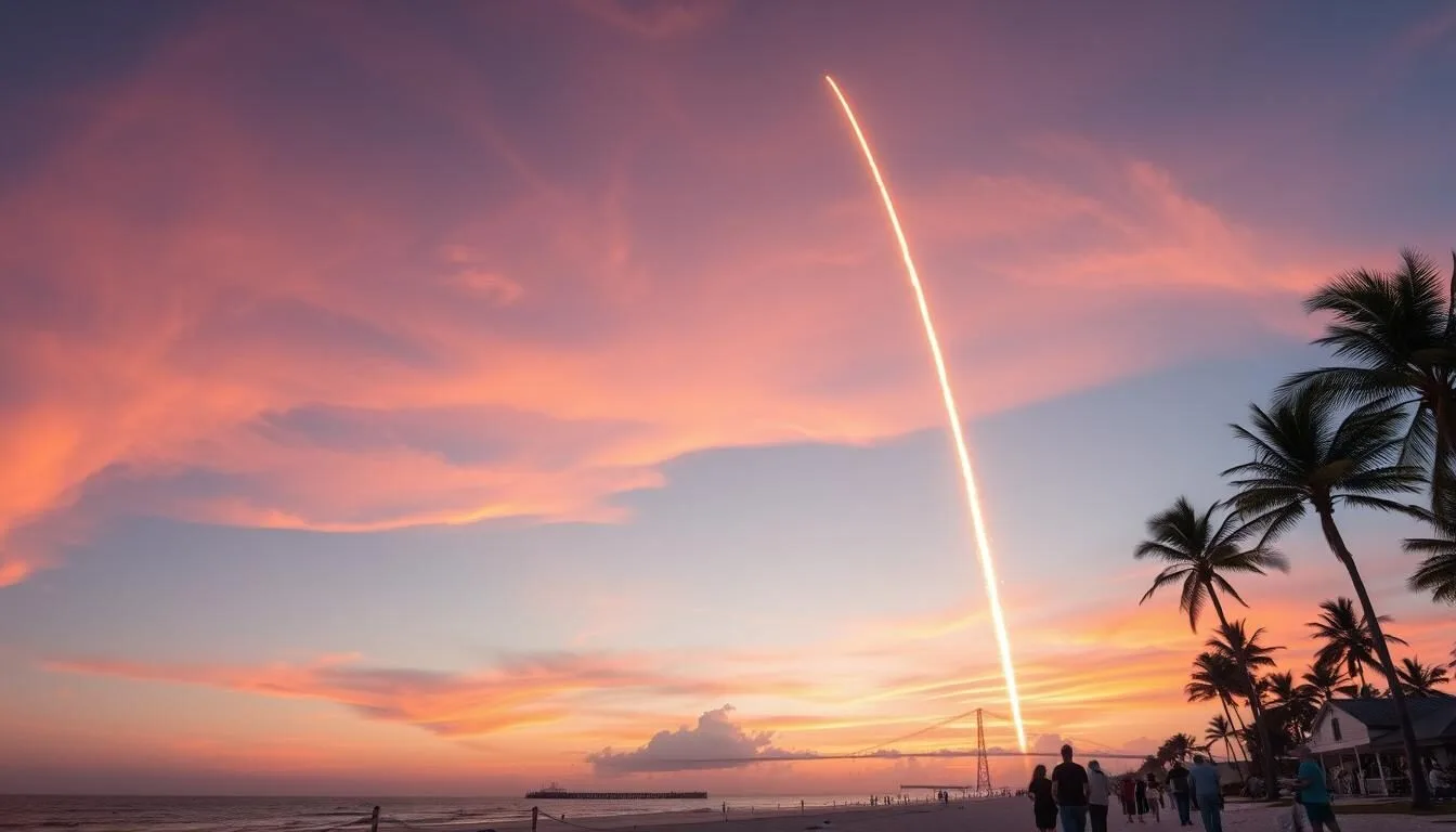 Rocket launch over Cocoa Beach in Brevard County, Florida