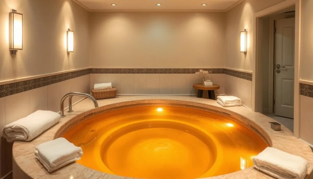 Roosevelt Baths & Spa mineral bath with warm amber-colored water Roosevelt Baths & Spa mineral bath with warm amber-colored water