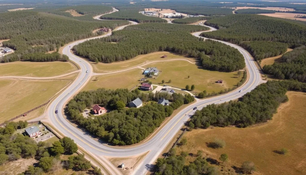 Rural landscape of Holmes County, Florida showing country roads, farms, and forests Rural landscape of Holmes County, Florida showing country roads, farms, and forests