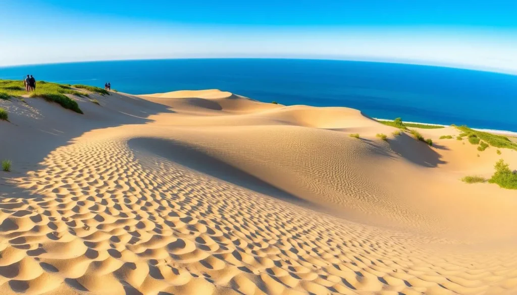 Sand dunes and Lake Michigan shoreline at Indiana Dunes National Park near Valparaiso Sand dunes and Lake Michigan shoreline at Indiana Dunes National Park near Valparaiso