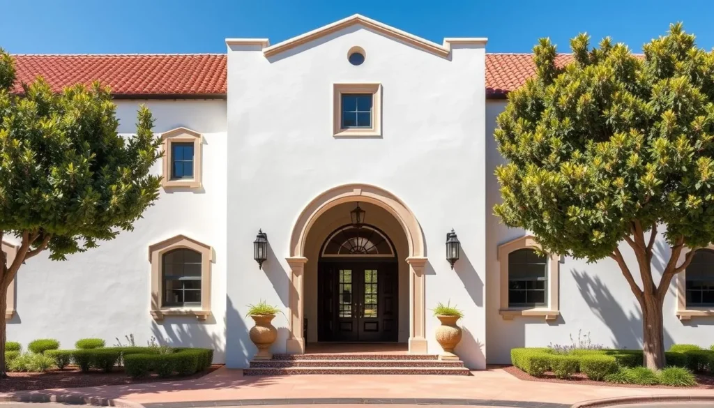 Santa Barbara Museum of Art exterior with Spanish-style architecture Santa Barbara Museum of Art exterior with Spanish-style architecture