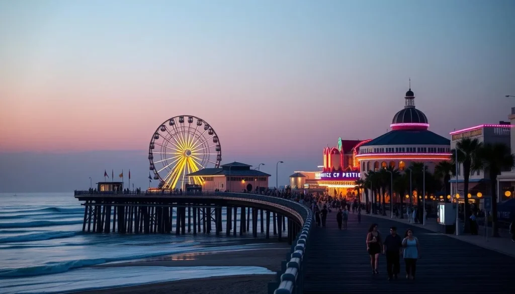 Santa Monica Pier with ferris wheel in Los Angeles County California Santa Monica Pier with ferris wheel in Los Angeles County California