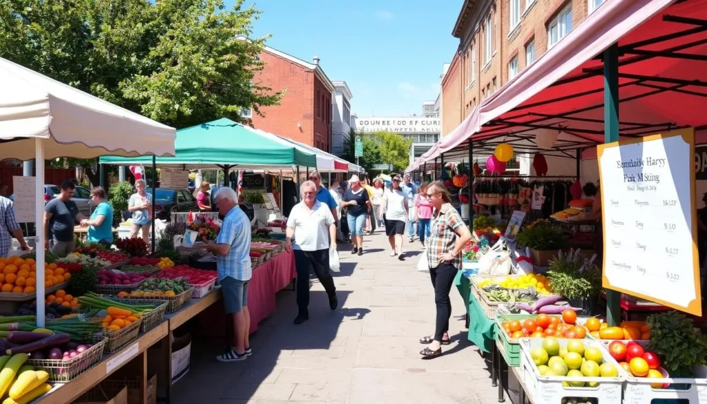 Sara Hardy Farmers Market in downtown Traverse City Michigan with local produce and vendors Sara Hardy Farmers Market in downtown Traverse City Michigan with local produce and vendors