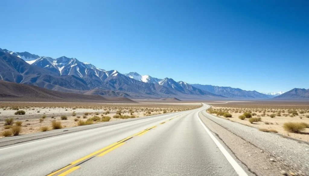 Scenic Highway 395 running through Inyo County California things to do with mountains in background Scenic Highway 395 running through Inyo County California things to do with mountains in background