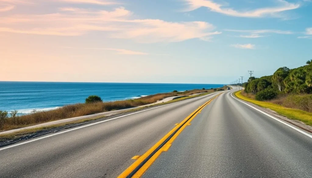 Scenic coastal road in Wakulla County, Florida with Gulf views, perfect for exploring things to do in the area