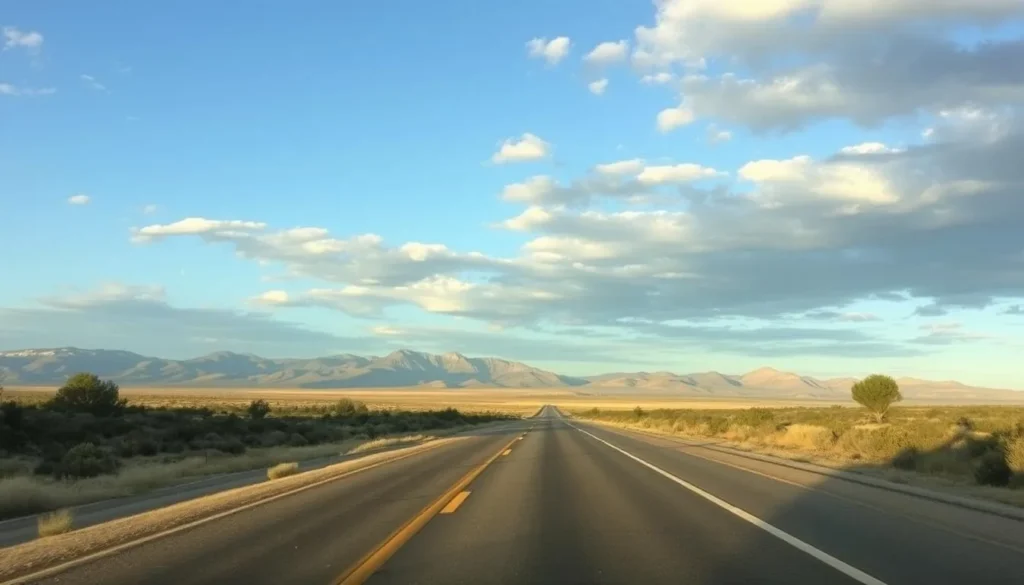 Scenic highway approaching Modoc County with mountain views and open road Scenic highway approaching Modoc County with mountain views and open road