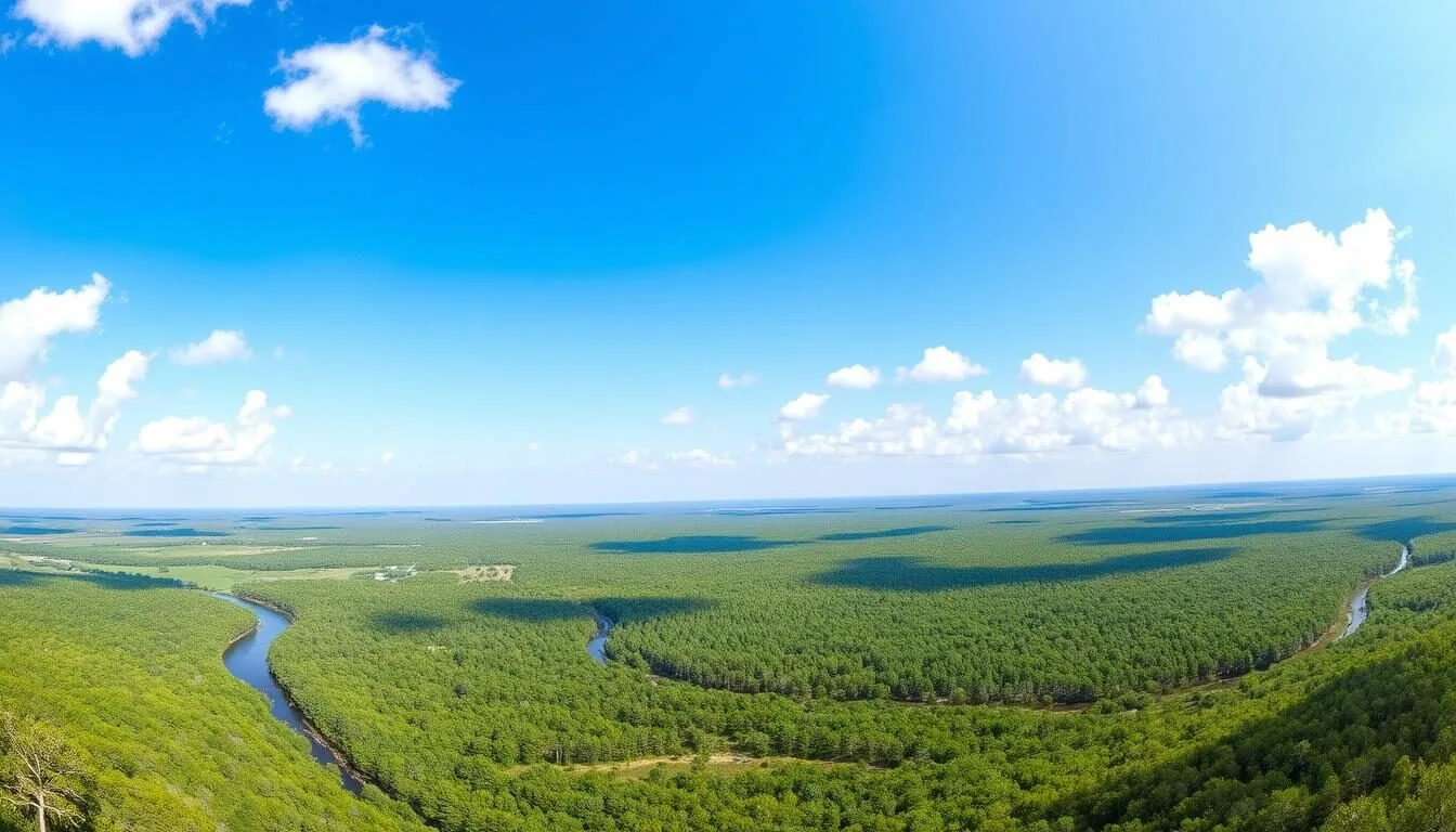 Scenic landscape of Baker County Florida showing lush forests and waterways