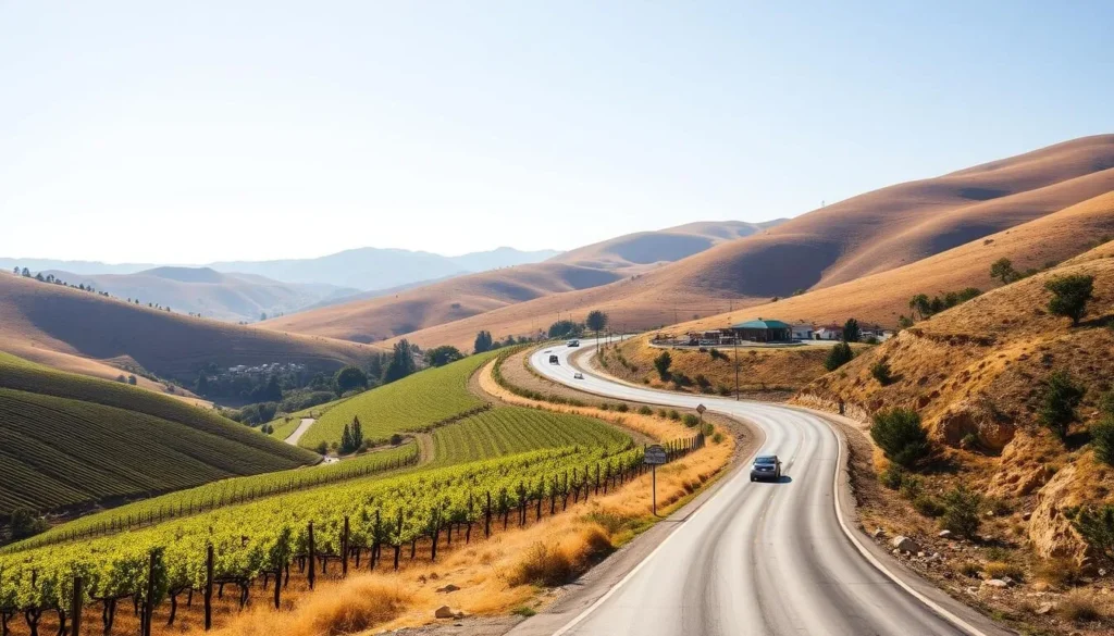 Scenic road through Suisun Valley in Solano County, California