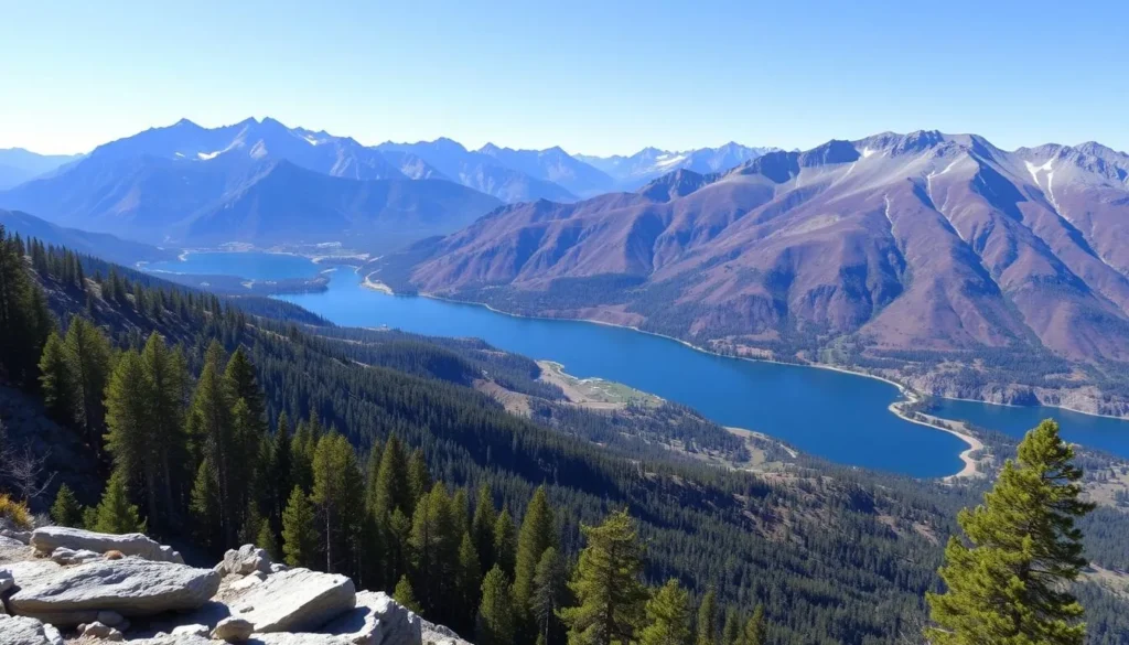 Scenic view of June Lake Loop with mountains and lakes