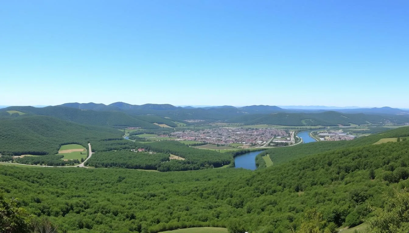 Scenic view of Tioga County NY landscape with rolling hills and the Susquehanna River