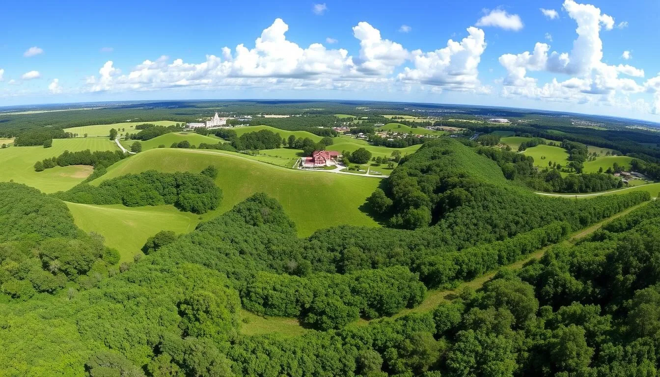 Scenic view of rolling hills and farmland in Gadsden County, Florida