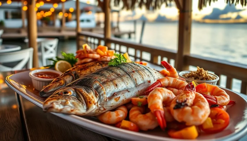 Seafood platter with fresh catch at a waterfront restaurant in Fort Pierce Seafood platter with fresh catch at a waterfront restaurant in Fort Pierce