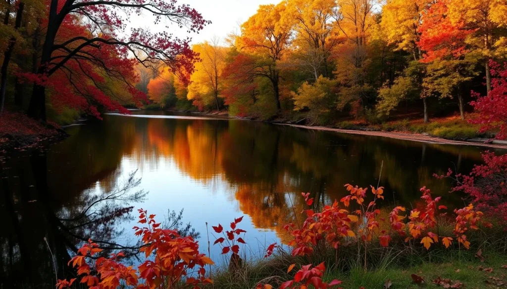 Seasonal view of Bogue Chitto State Park showing fall foliage along the river Seasonal view of Bogue Chitto State Park showing fall foliage along the river