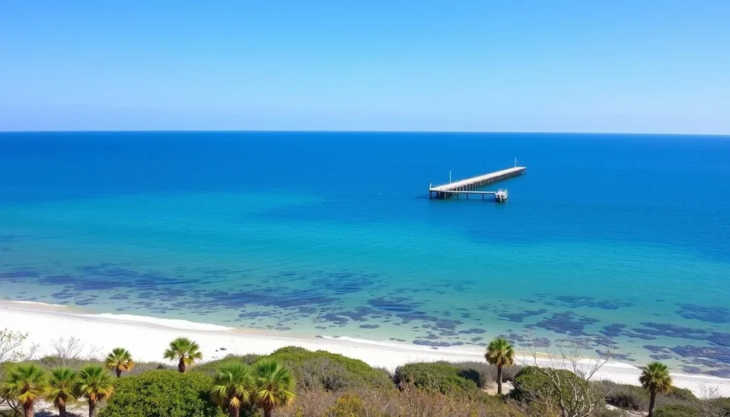 Sebastian Inlet State Park with fishing jetty and turquoise waters Sebastian Inlet State Park with fishing jetty and turquoise waters