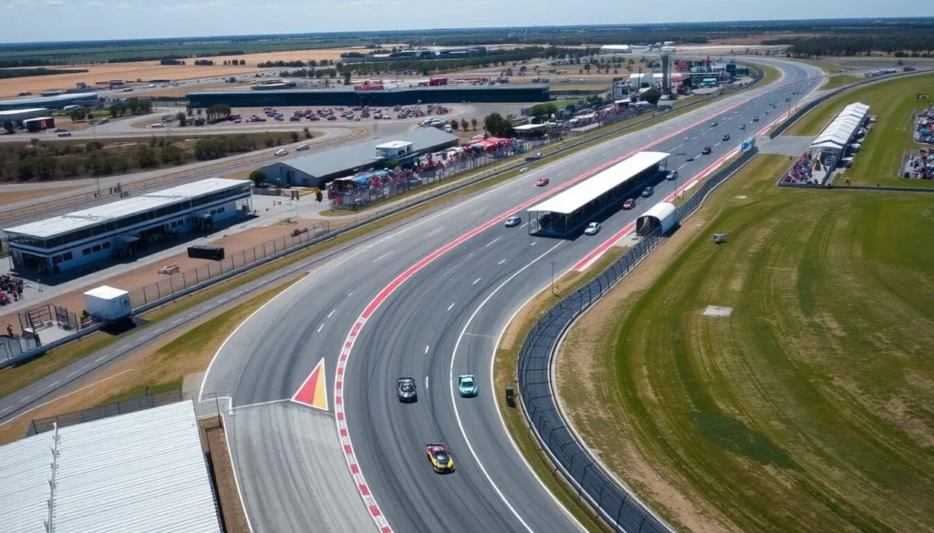 Sebring International Raceway during a race event with cars on track Sebring International Raceway during a race event with cars on track
