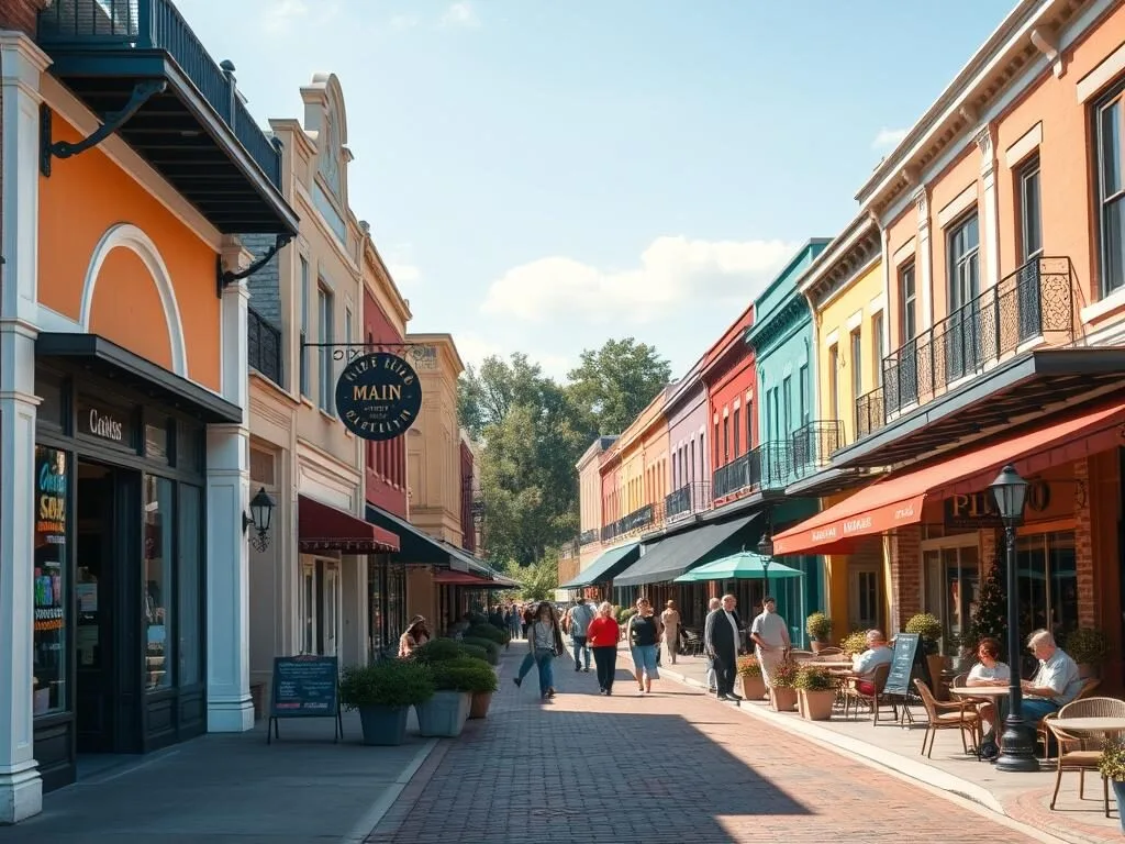 Shops and restaurants on Main Street in Alachua County Florida