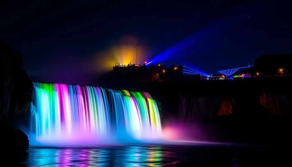 Shoshone Falls After Dark light show in Twin Falls Idaho