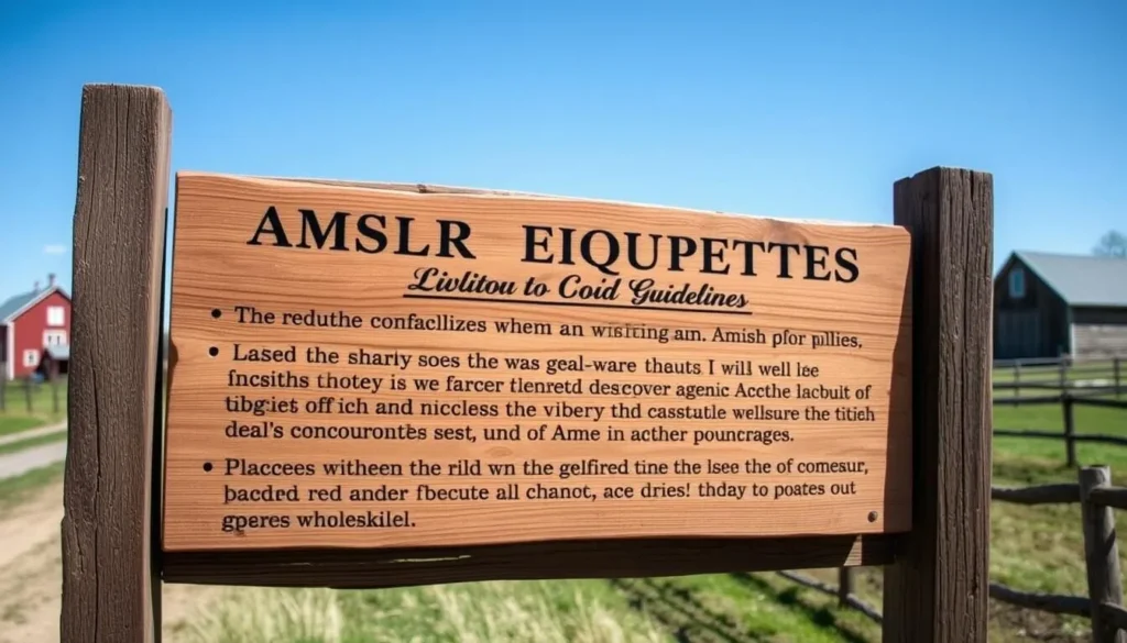 Sign showing Amish Country etiquette and visitor guidelines Sign showing Amish Country etiquette and visitor guidelines